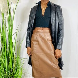 Vintage brown leather skirt